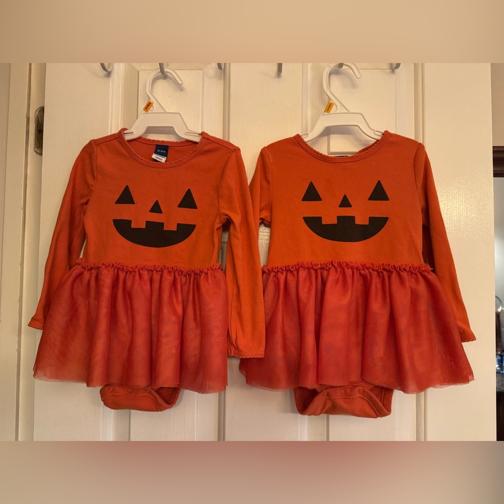 TWIN BUNDLE/ Old Navy Jack-o'-Lantern Kids One Piece with attached tutu